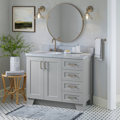 Meuble-lavabo simple en bois massif gris Freitas