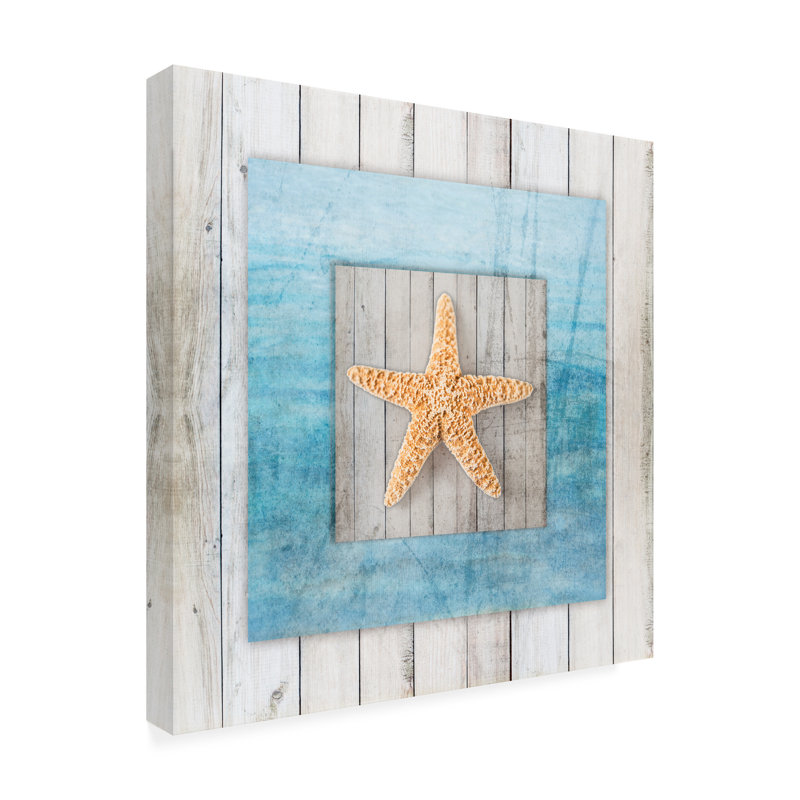 Toile d'extérieur «Blue Frame Orange Star» Lightboxjour, H 18 po x l 18 po x P 1,5 po