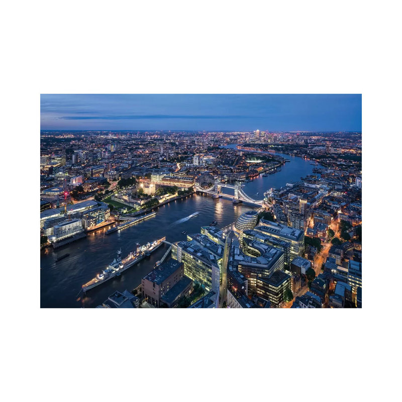 Aerial View Of London With Tower Bridge by Jan Becke - Wrapped Canvas Print, 152.5 cm H x 101.5 cm W