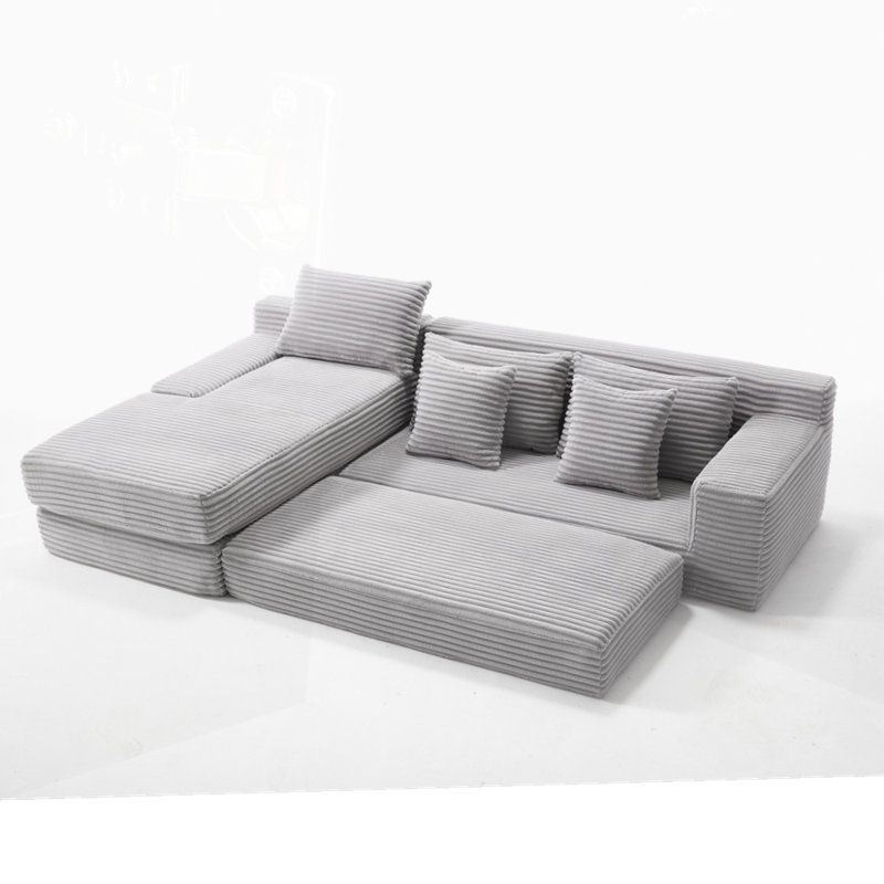 Canapé modulaire en L Albert, Tissu gris pâle