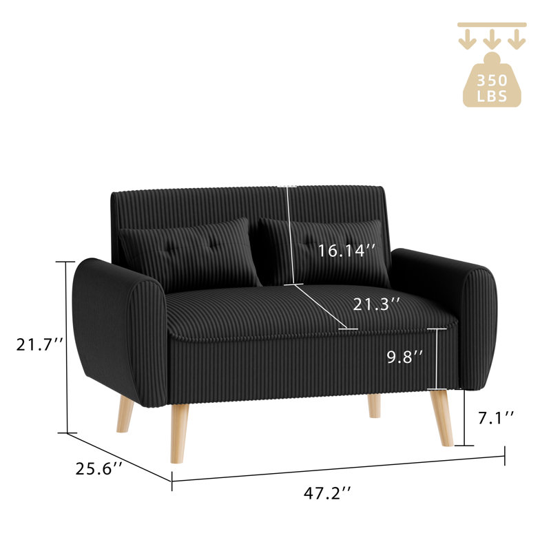 Arlander 47.2'' Slipcovered Loveseat, Black