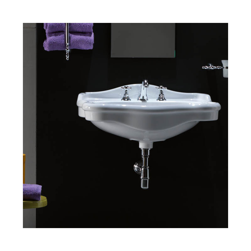 WS Bath Collections Contea 18.9'' Glossy White Ceramic Rectangular Bathroom Sink with Overflow, Three Holes