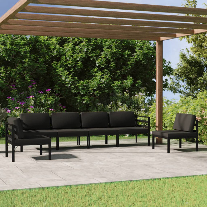 Ensemble modulaire de patio carré de 27,6 po de largeur avec coussins, 2 x coin + 3 x milieu + table