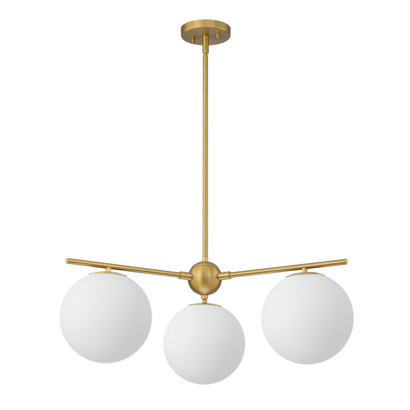 3-Light Opaque White Glass Sphere Chandelier