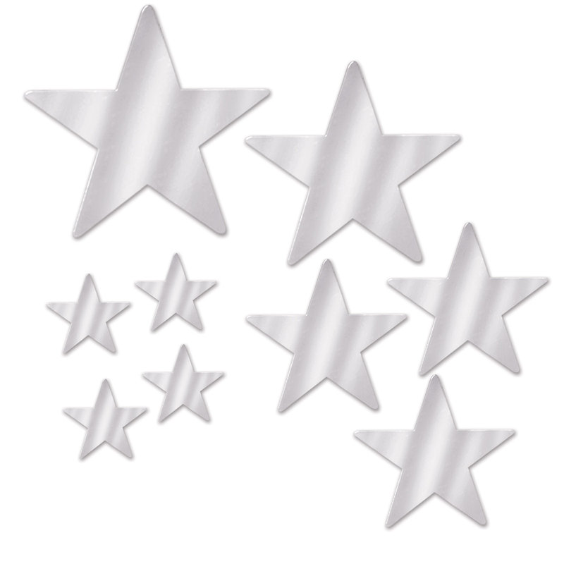 Ensemble de 9 décorations murales étoile en aluminium, Argent