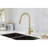 Kitchen Pull Down Faucet - 360 Rotatable High Spout, One For Convenient Water Temperature And Flow Control, Corrosion Rustproof, Gold Stainless Steel, 16.01 In. Deep, 9.74 Wide, 8.79 High, 4.19 Lb-651576707