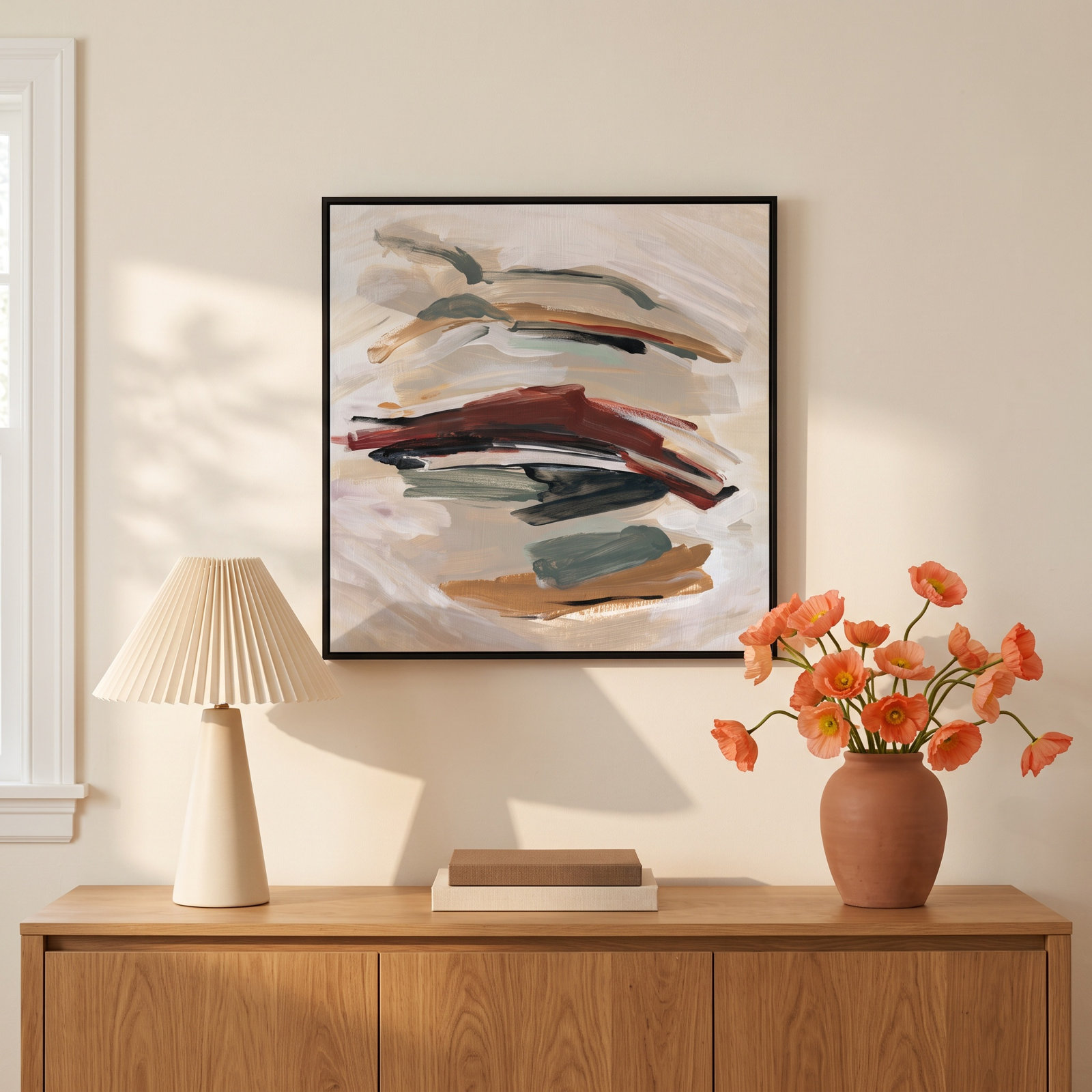Carmina "Spring Shadows" Painting by Susan Jill, 46.5" H x 46.5" W, Black
