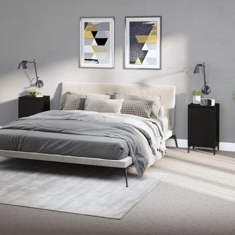 40cm W Bedside Table, Black