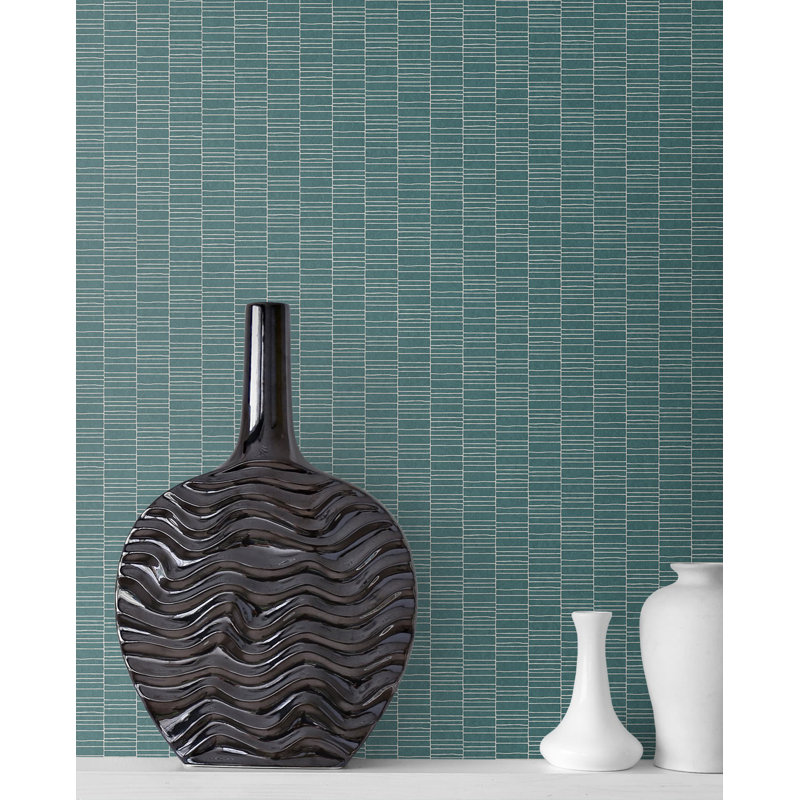Rouleau de papier peint à rayures épurées L 33 po x l 20,5 po Perry Designs Perry, Vert foncé