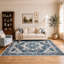 Tapis de sol antidérapant lavable à la machine à motif médaillon bleu et brun vintage-133386424