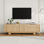 Meuble télé 71 po en bois naturel, console multimédia moderne avec tiroir et rangement, meuble audio-vidéo de salon