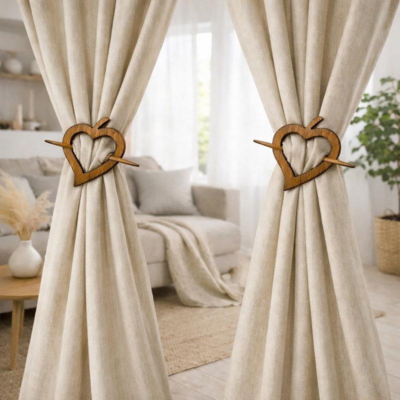 Embrasse de rideaux en bois Fjord - Design décoratif et fonctionnel, Naturel