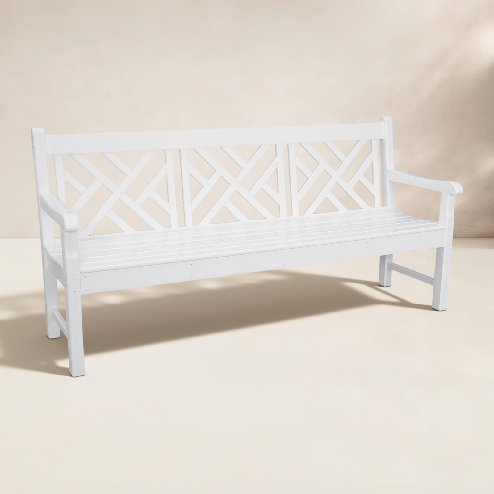 POLYWOOD Rockford 72" Chippendale Bench, White