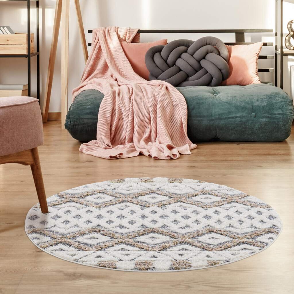 Teppich Focus 3050 Hochflor Boho Wohnzimmer Grau 3D-Effekt / Geometrische Muster Stinson