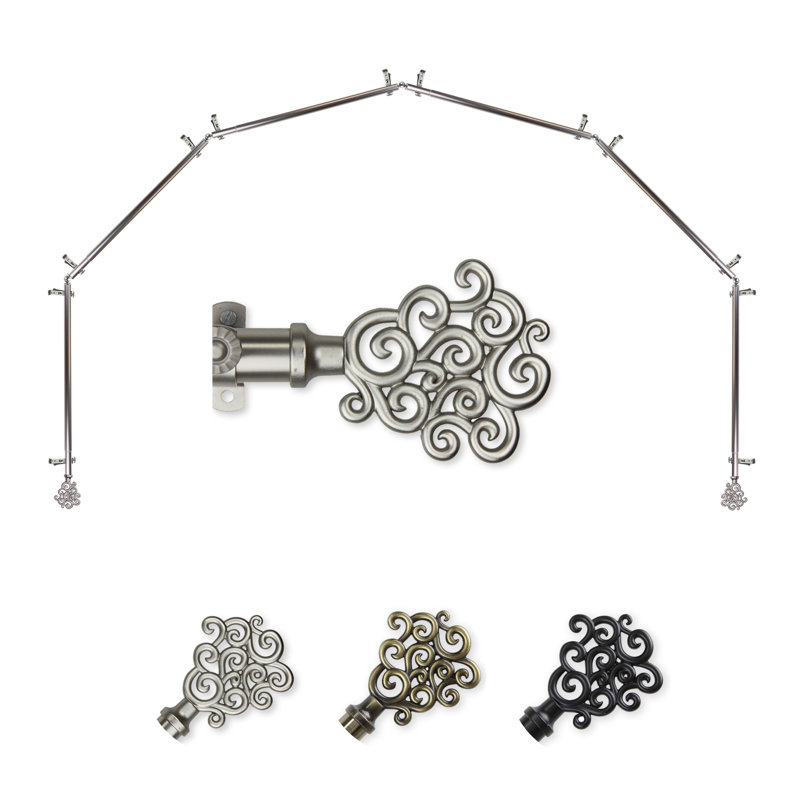 Ensemble de tringle à rideaux simple et quincaillerie Reinaldo, 18 à 28 po (de chaque côté), Nickel satiné