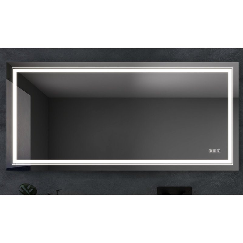 Miroir de salle de bain 60 po x 28 po à DEL avec brouillard