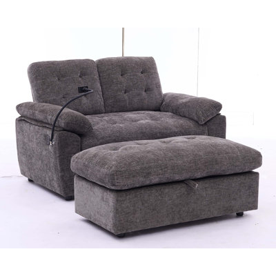 Double Sofa Recliner with Adjustable Backrest and USB Charging