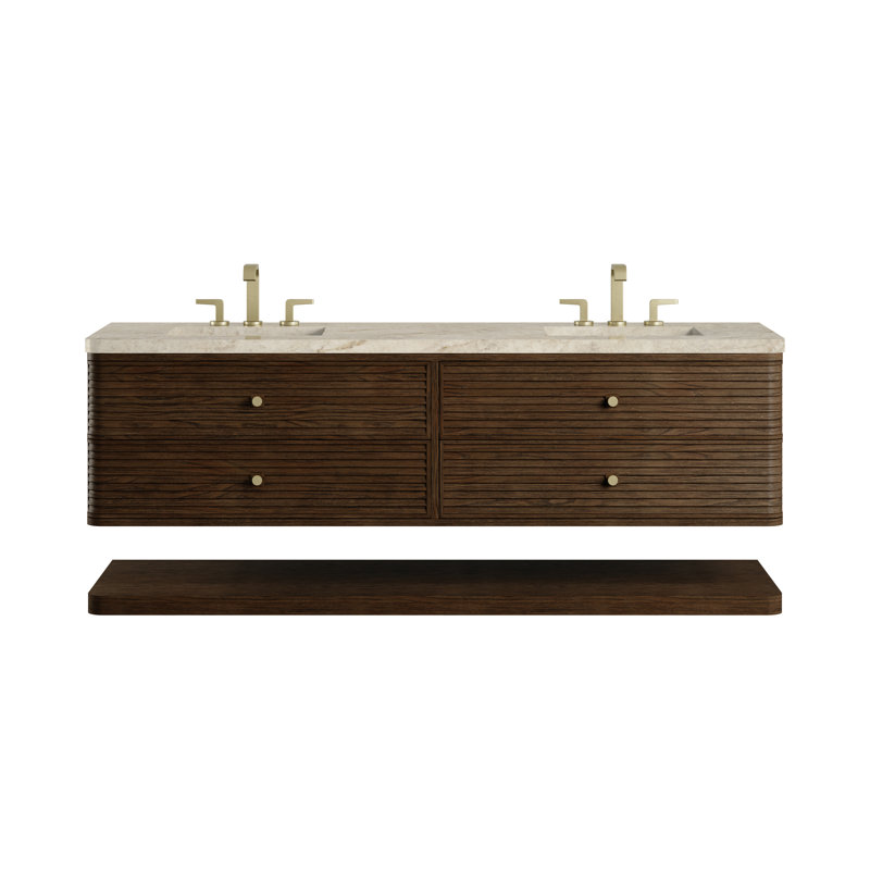 Allamari 72" W Double Vanity w/ FreePower Wireless Charger, Sable Oak, Tajnar Eclos