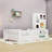 Full Size Wood Platform Bed with Semi-Enclosed Guardrail-825191429