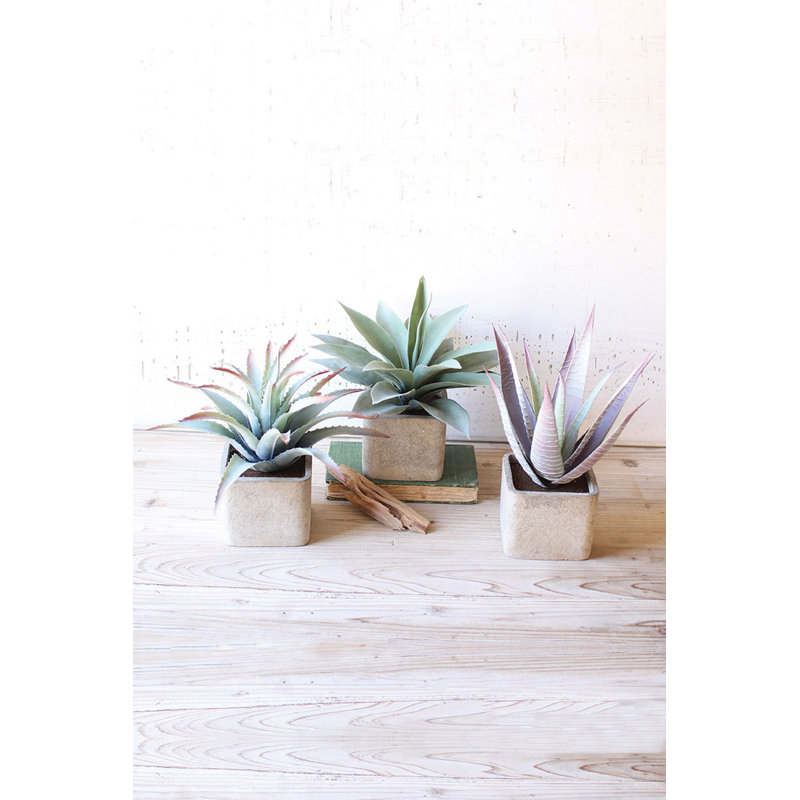 11'' Faux Succulent in Cement Pot