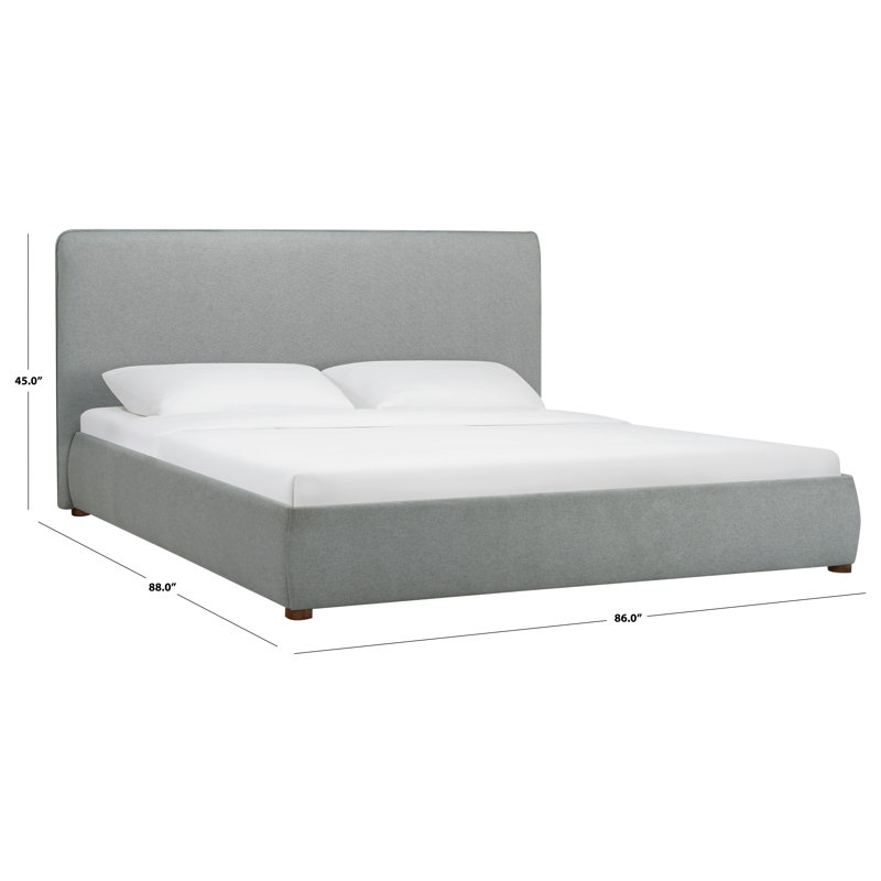 Callahan Upholstered Bed, King, Light Gray Linen