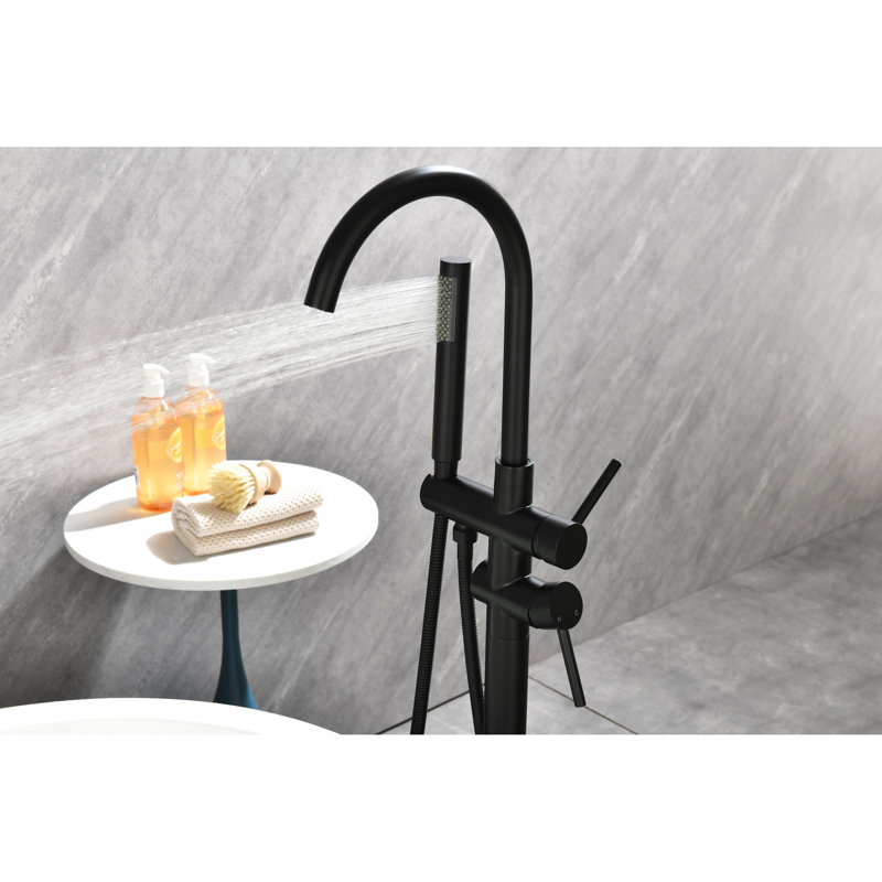 High Flow Tub Filler Faucet With Reliable Materials And Handheld Shower - Rust Matte Black Stainless Steel, Matte Black