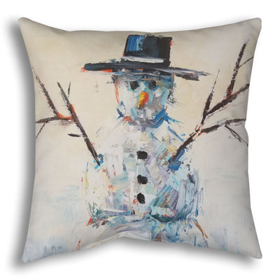 Throw Pillow, Snowman by Jeff Boutin