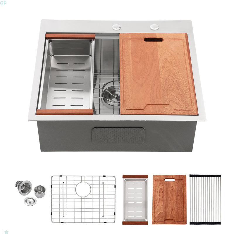 28 Inch Drop In Kitchen Sink - 28 "X 22" Kitchen Sink Stainless Steel 16 Gauge Workstation Sink Drop-In Topmount Single Bowl Kitchen Sink