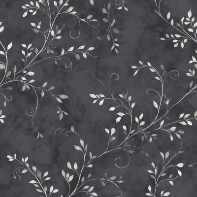 Papier peint botanique gris anthracite Moody