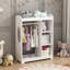 Wooden End Table With Storage Shelves And 3 Side Hooks