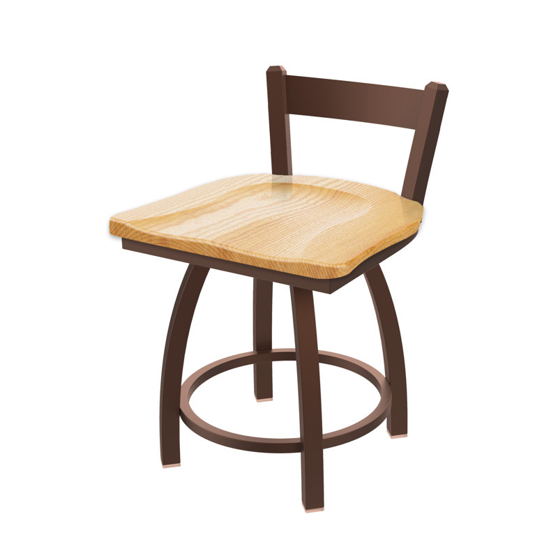 Tabouret de coiffeuse en métal Catalina, Bronze, Bois - chêne naturel