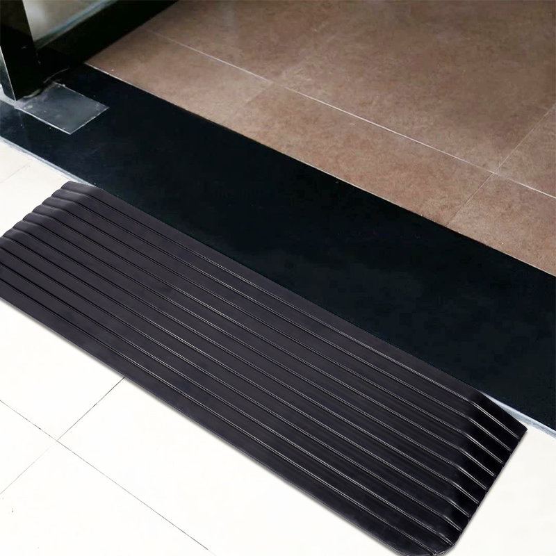 Non-slip Surface Rubber Threshold Ramp, 1.5" H x 43.11" W x 8.26" L