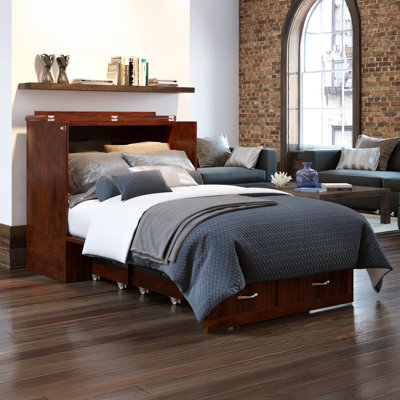 Fabiano Storage Murphy Bed with 6" Mattress, Storage and Built-in Charger