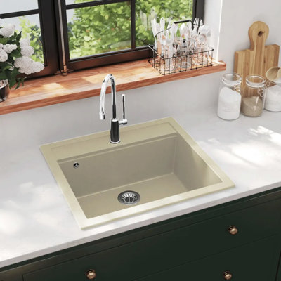 Belfry Kitchen Lenora 510mm W Single Bowl Stone Drop-In Kitchen Sink