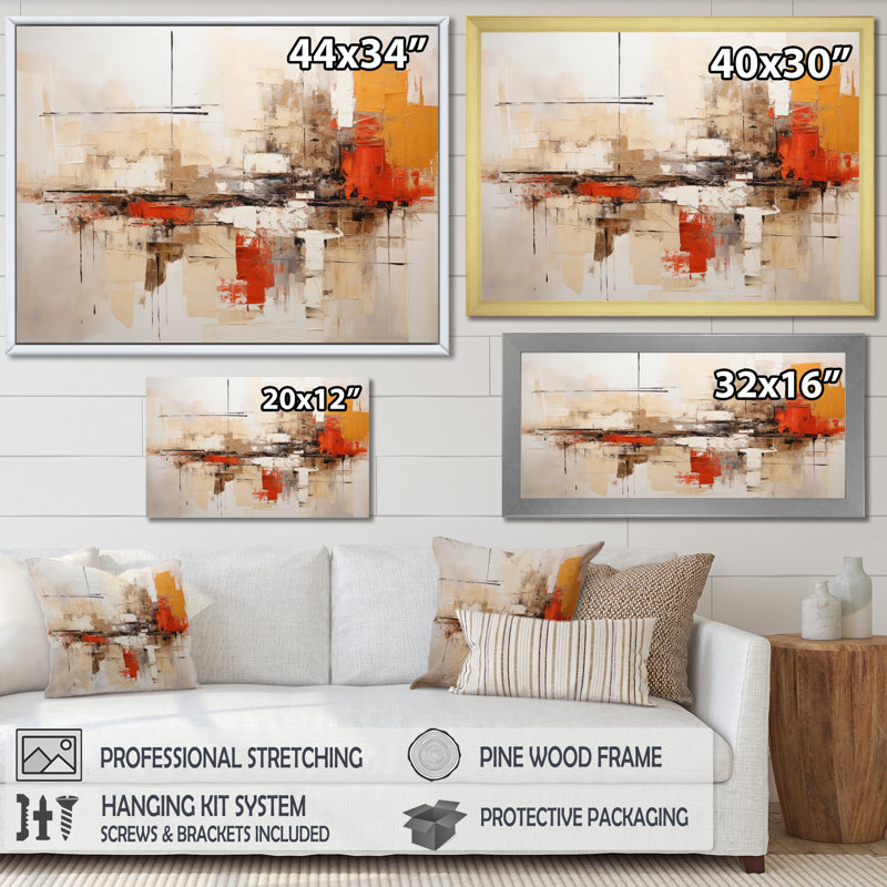 " Autumn Collages II " by Designart, Gold Single Picture Framed, 16" H x 32" W x 1" D