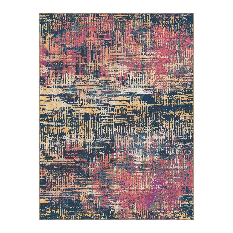 Tapis décoratif tissé à motif abstrait multicolore lavable à la machine