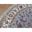 Tapis de zone ronde bleu/ivoire 8 pi 1 po à la main one-of-kind noué la Simen