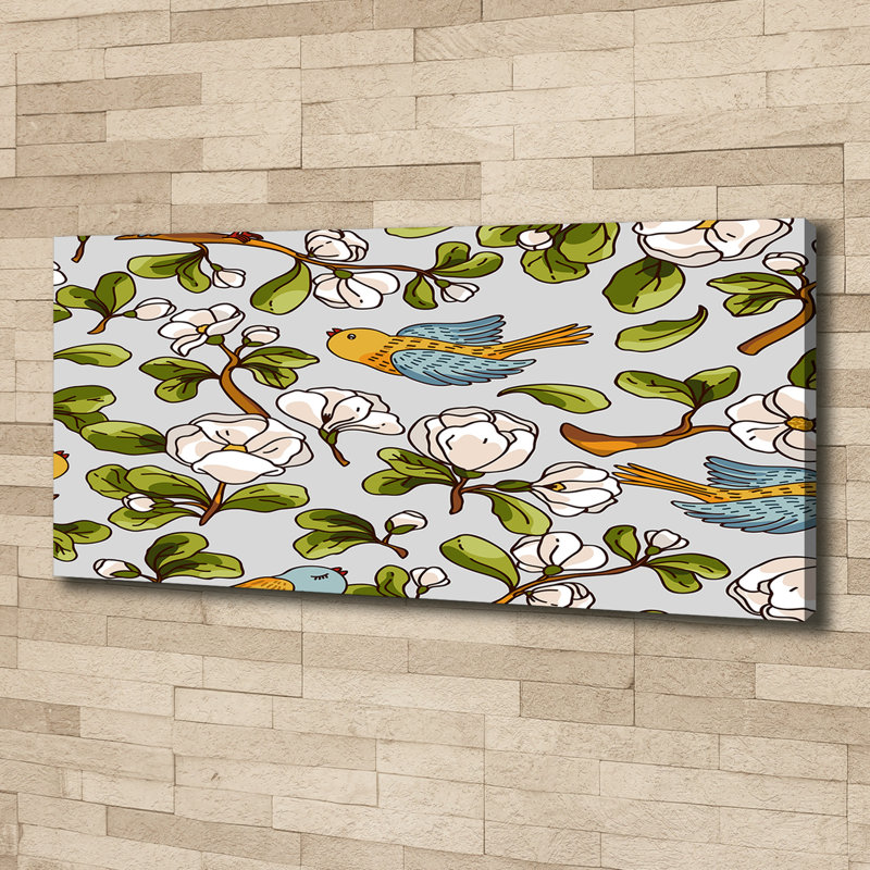Flowers and Birds 1 Piece Wall Art on Canvas