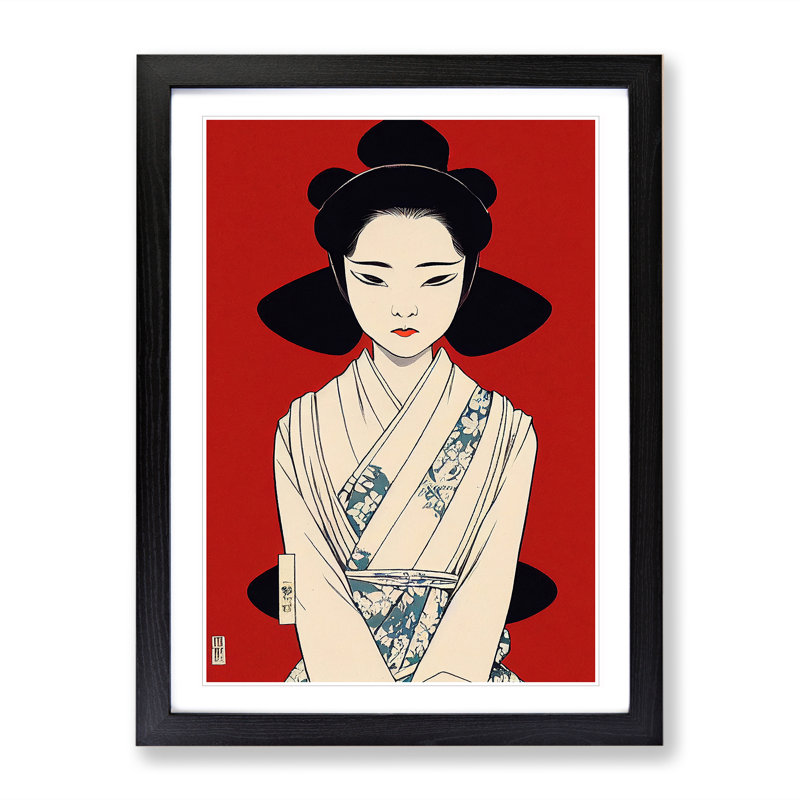 Gentle Geisha - Wrapped Canvas Print, 64cm H x 46cm W x 2cm D, Black Framed