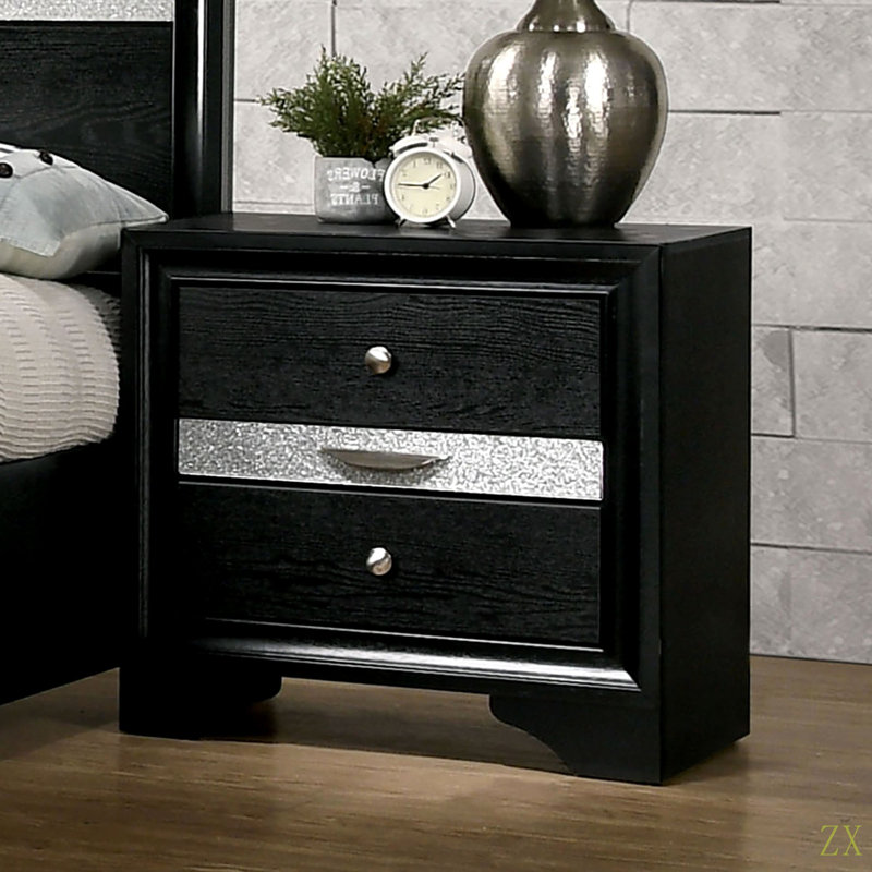 Table de chevet contemporaine 1Pc, Noir