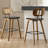 26" Modern Upholstered Low Back Rattan Wood Counter Height Stool-94718924-94718928-87883306