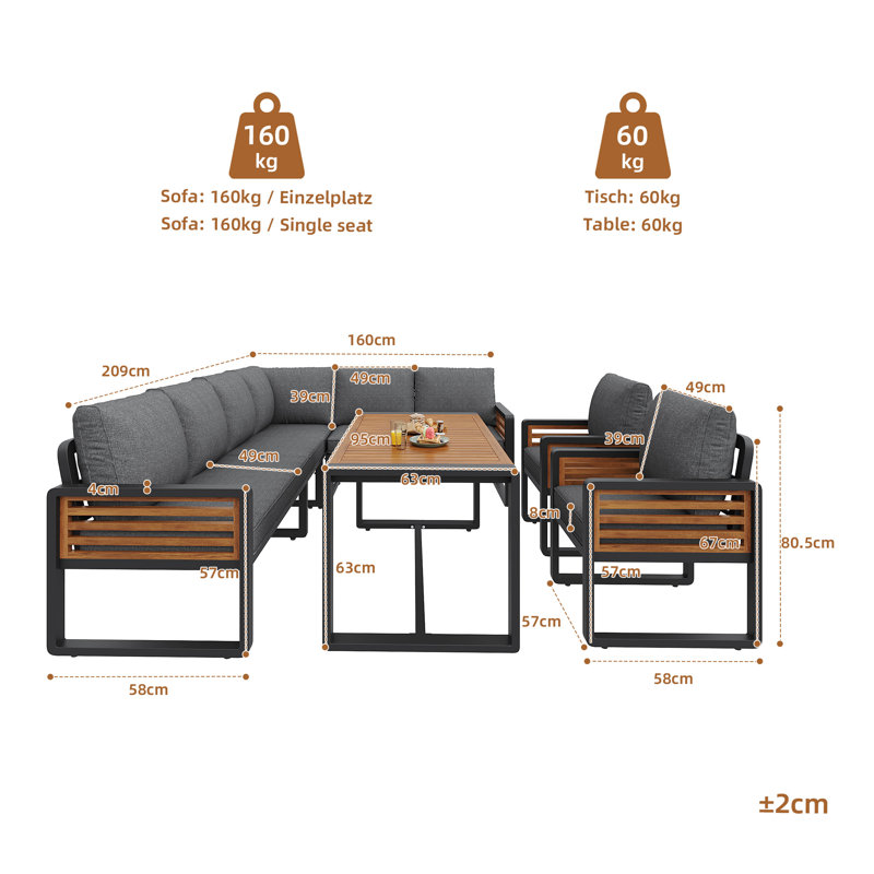 Garden Conversation Set For 8 People Gray