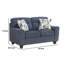 Causeuse Beny avec 2 coussins, accoudoirs, chenille bleue rembourrée de mousse-126034597