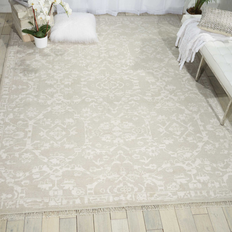 Tapis gris transitionnel fait à la main Lunel, Rectangle 5 pi 6 po x 8 pi