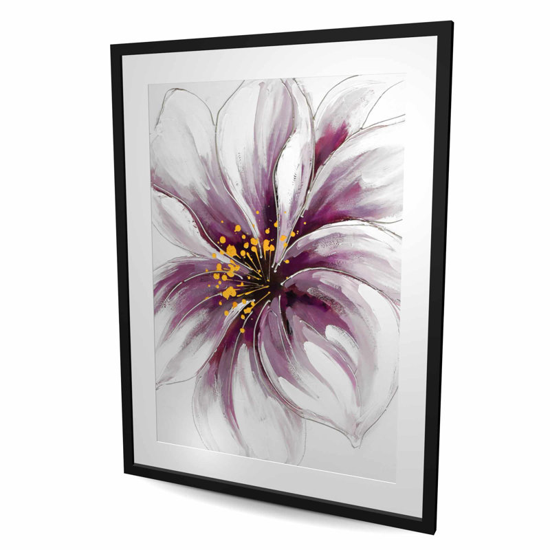 Orchidée mauve - imprimé floral romantique pour la décoration intérieure, H 48 po x l 36 po, Noir