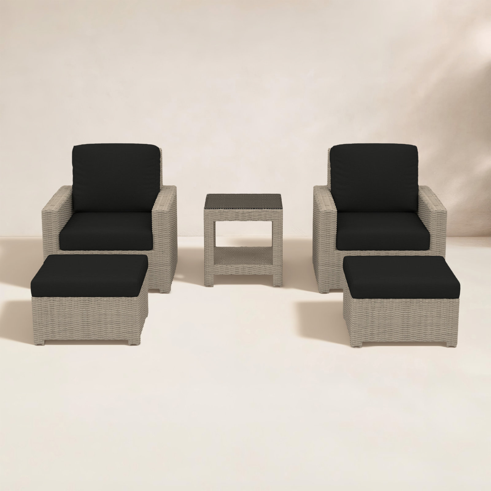 Henri 2-Person Sunbrella® Patio Seating Group, Canvas Black