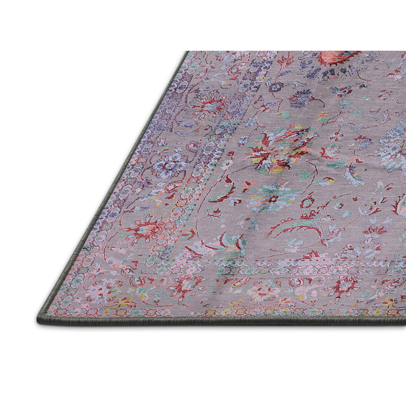 Tapis oriental gris / rouge / bleu, Rectangle 7 pi x 9 pi