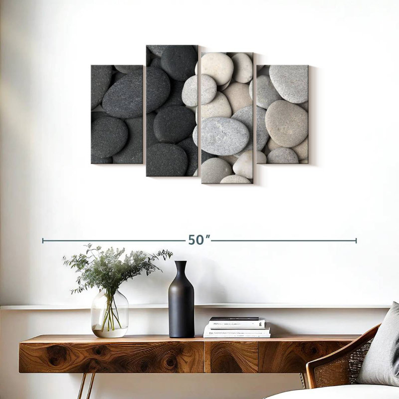 Alvord pierres noires et blanches, H 22 po x l 36 po