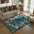 Tawann Machine Washable Floral Botanical Blue Area Rug with Non-Slip Backing for Living Room, Dining Room, Bedroom-1373729745