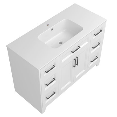 Solid Wood 48 Inch Freestanding Bathroom Vanity With Sink Combo Set Classic Storage Single Cabinet